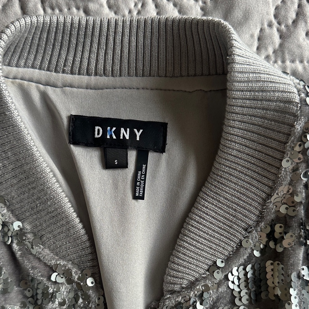 DKNY Silver Sequin Bomber Jacket